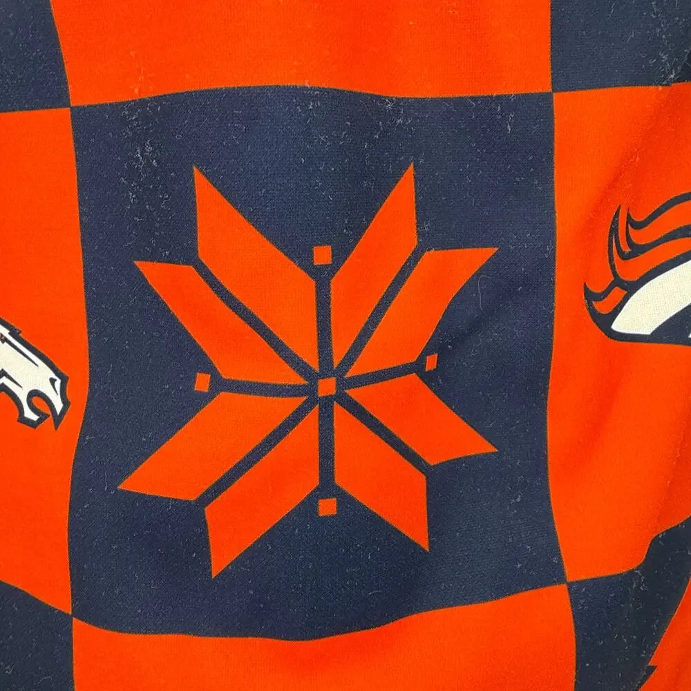 Denver Broncos NFL Football Hooded  Pajamas Suit Mens Sz  Small Orange Blue